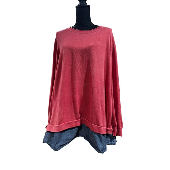 d&co Coral colored long sleeved light weight sweater, size 3X - Picture 2 of 12